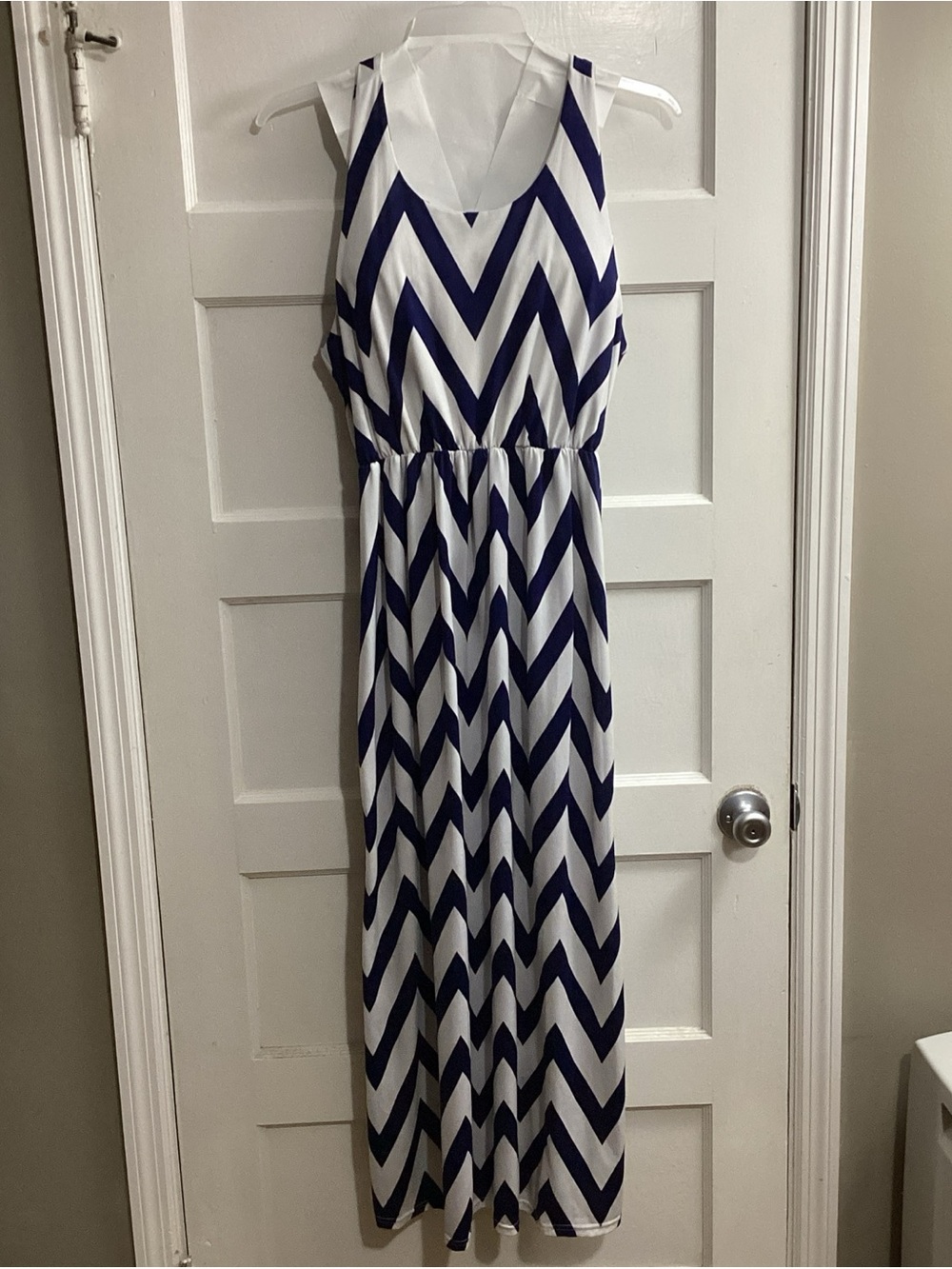 FA Navy Chevron Maxi Dress